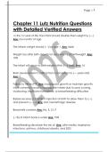 Chapter 11 Lutz Nutrition Questions  with Detailed Verified Answers 