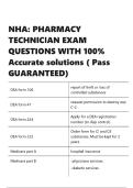 NHA PHARMACY TECHNICIAN EXAM QUESTIONS WITH 100- Accurate solutions 