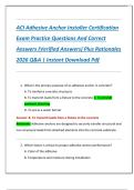 ACI Adhesive Anchor Installer Certification  Exam Practice Questions And Correct  Answers &lpar;Verified Answers&rpar; Plus Rationales  2026 Q&A &vert; Instant Download Pdf 