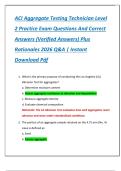 ACI Aggregate Testing Technician Level  2 Practice Exam Questions And Correct  Answers &lpar;Verified Answers&rpar; Plus  Rationales 2026 Q&A &vert; Instant  Download Pdf