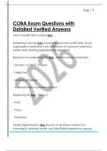 COBA Exam Questions with  Detailed Verified Answers 