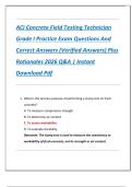 ACI Concrete Field Testing Technician  Grade I Practice Exam Questions And  Correct Answers &lpar;Verified Answers&rpar; Plus  Rationales 2026 Q&A &vert; Instant  Download Pdf 