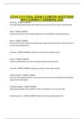 ECON 2110 FINAL EXAM CLEMSON QUESTIONS WITH CORRECT ANSWERS 
