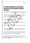 Counterintelligence Awareness  Questions with Detailed Verified  Answers