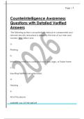 Counterintelligence Awareness  Questions with Detailed Verified  Answers 