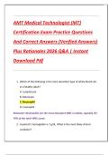 AMT Medical Technologist &lpar;MT&rpar;  Certification Exam Practice Questions  And Correct Answers &lpar;Verified Answers&rpar;  Plus Rationales 2026 Q&A &vert; Instant  Download Pdf