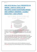 AHA ACLS Written Test&vert; PRESENTED IN  ORDER&comma; &vert; WITH A TOTAL OF 50  MULTIPLE-CHOICE QUESTIONS &lpar;MCQS&rpar;  AND CORRECT ANSWERS &vert; CLEARLY  INDICATED &vert; 2026 UPDATE