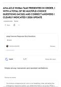AHA ACLS Written Test&vert; PRESENTED IN  ORDER&comma; &vert; WITH A TOTAL OF 50  MULTIPLE-CHOICE QUESTIONS &lpar;MCQS&rpar;  AND CORRECT ANSWERS &vert; CLEARLY  INDICATED &vert; 2026 UPDATE