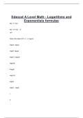 Edexcel A Level Math - Logarithms and Exponentials formulas&period;