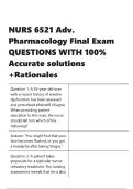 NURS 6521 Adv&period; Pharmacology Final Exam QUESTIONS WITH 100- Accurate solutions