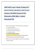 ASNT NDT Level I Visual Testing &lpar;VT&rpar;  Exam Practice Questions And Correct  Answers &lpar;Verified Answers&rpar; Plus  Rationales 2026 Q&A &vert; Instant  Download Pdf