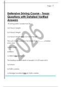 Defensive Driving Course - Texas  Questions with Detailed Verified  Answers 