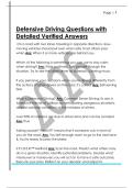 Defensive Driving Questions with  Detailed Verifie