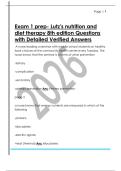 Exam 1 prep- Lutz's nutrition and  diet therapy 8th edition Questions  with Detailed Verified Answers 