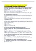 WISCONSIN REAL ESTATE FINAL EXAM ACTUAL QUESTIONS AND ANSWERS GUARANTEE A&plus;
