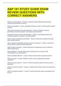A&P 101 STUDY GUIDE EXAM REVIEW QUESTIONS WITH CORRECT ANSWERS 