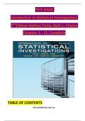 TEST BANK   Introduction to Statistical Investigations&comma;   2nd Edition Nathan Tintle&semi; Beth L&period; Chance  Chapters 1 - 11&comma; Complete