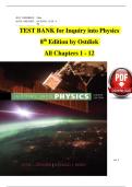 TEST BANK for Inquiry into Physics   8th Edition by Ostdiek   All Chapters 1 - 12 