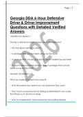Georgia DDA 6-Hour Defensive  Driver & Driver Improvement  Questions with Detailed Verified  Answers 