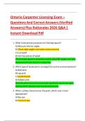 Ontario Carpenter Licensing Exam &ndash; Questions And Correct Answers&lpar;Verified Answers&rpar; Plus Rationales 2026 Q&A &vert; Instant Download Pdf