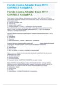 Florida Claims Adjuster Exam Questions & Correct Answers &ndash; Full Study Guide