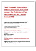 Texas Paramedic Licensing Exam &lpar;NREMT-P&rpar; Questions And Correct Answers &lpar;Verified Answers&rpar; Plus Rationales 2026 Q&A &vert; Instant Download Pdf