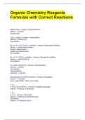 Organic Chemistry Reagents Formulas with Correct Reactions 