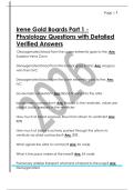Irene Gold Boards Part 1 -  Physiology Questions with Detailed  Verified Answers 