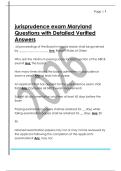 jurisprudence exam Maryland  Questions with Detailed Verified  Answers 