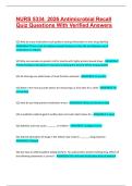NURS 5334  2026 Antimicrobial Recall Quiz Questions With Verified Answers