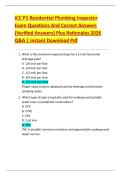 ICC P1 Residential Plumbing Inspector  Exam Questions And Correct Answers  &lpar;Verified Answers&rpar; Plus Rationales 2026  Q&A &vert; Instant Download Pdf 