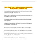 ELECTRICAL CRAFT AND HELPER TEST QUESTIONS WITH CORRECT ANSWERS