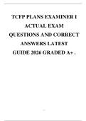 TCFP PLANS EXAMINER I ACTUAL EXAM QUESTIONS AND CORRECT ANSWERS LATEST GUIDE 2026 GRADED A&plus; &period;