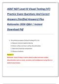 ASNT NDT Level III Visual Testing &lpar;VT&rpar;  Practice Exam Questions And Correct  Answers &lpar;Verified Answers&rpar; Plus  Rationales 2026 Q&A &vert; Instant  Download Pdf