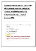 Asphalt Binder Technician Certification  Practice Exam Questions And Correct  Answers &lpar;Verified Answers&rpar; Plus  Rationales 2026 Q&A &vert; Instant  Download Pdf 