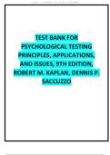 TEST BANK FOR PSYCHOLOGICAL TESTING PRINCIPLES&comma; APPLICATIONS&comma; AND ISSUES&comma; 9TH EDITION&comma; ROBERT M&period; KAPLAN&comma; DENNIS P&period; SACCUZZO&period;