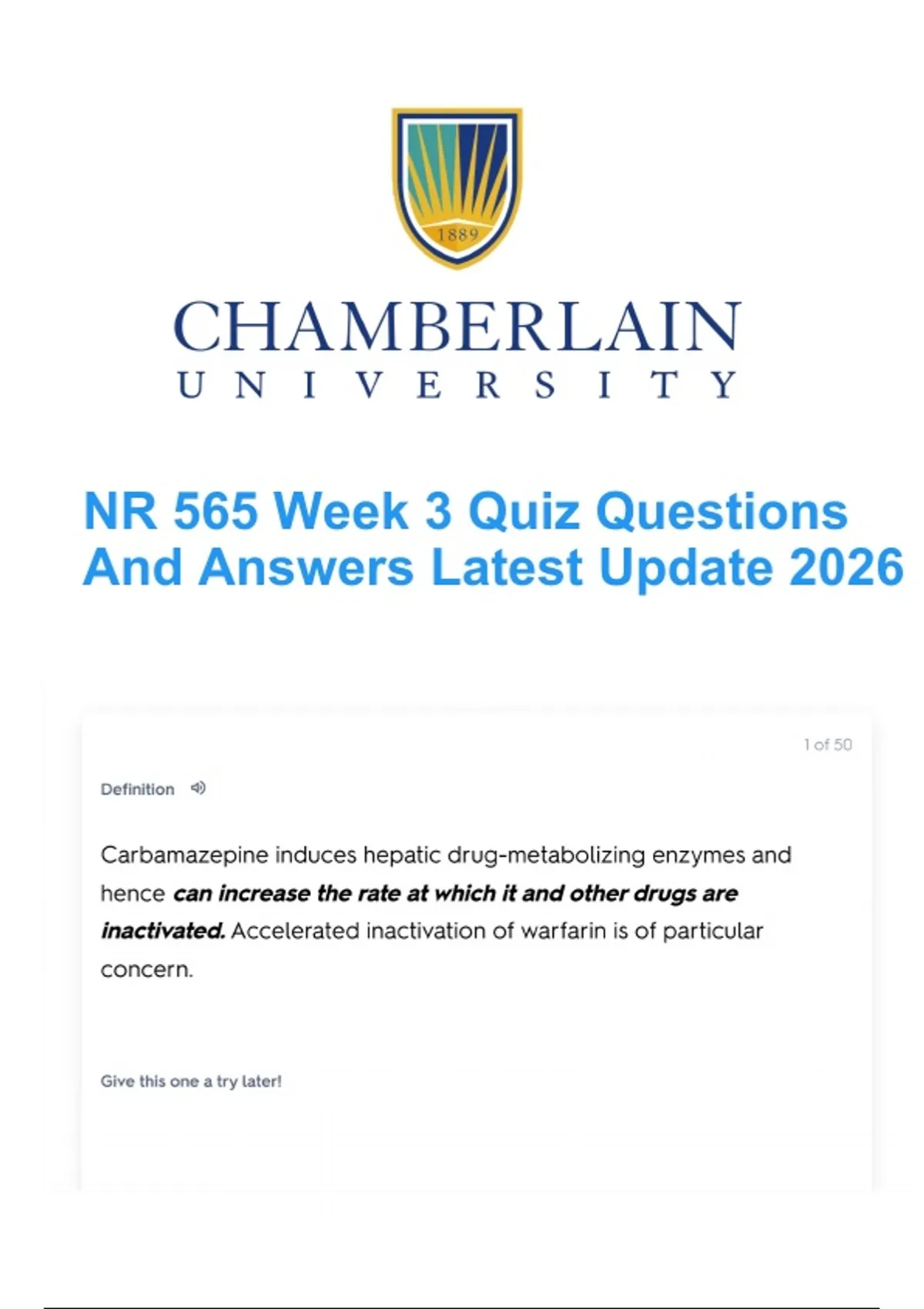 NR 565 Week 3 Quiz Questions And Answers Latest Update 2026 - NR 565 ...