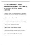 ARIZONA LIFE INSURANCE EXAM 2 QUESTIONS AND ANSWERS 2026 COMPLETE EXAMINATION TEST WITH VERIFIED SOLUTIONS