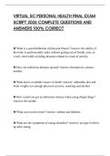 VIRTUAL SC PERSONAL HEALTH FINAL EXAM SCRIPT 2026 COMPLETE QUESTIONS AND ANSWERS 100&percnt; CORRECT