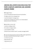 ARIZONA REAL ESTATE EXAM 2026 EXAM TEST PAPER COMPLETE QUESTIONS AND ANSWERS ALREADY PASSED
