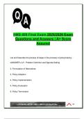 HMS 409 &ndash; Final Exam Review 2025&sol;2026 &vert; Verified Q&A &vert; Policy Making&comma; Medicare&comma; MNT&comma; Global Nutrition&comma; Grant Writing