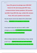 Texas CDL general knowledge exam 2026-2027  Version B&comma; CDL test study guide PDF&comma; Texas  commercial driver license questions&comma; CDL practice  test 2026&comma; Texas DPS CDL prep&comma; verified CDL answers  Texas&comma; CDL exam questions and answers
