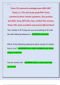 Texas CDL general knowledge exam 2026-2027  Version C&comma; CDL test study guide PDF&comma; Texas  commercial driver license questions&comma; CDL practice  test 2025&comma; Texas DPS CDL prep&comma; verified CDL answers  Texas&comma; CDL exam questions and answers&vert;Brand New&excl;&excl; 