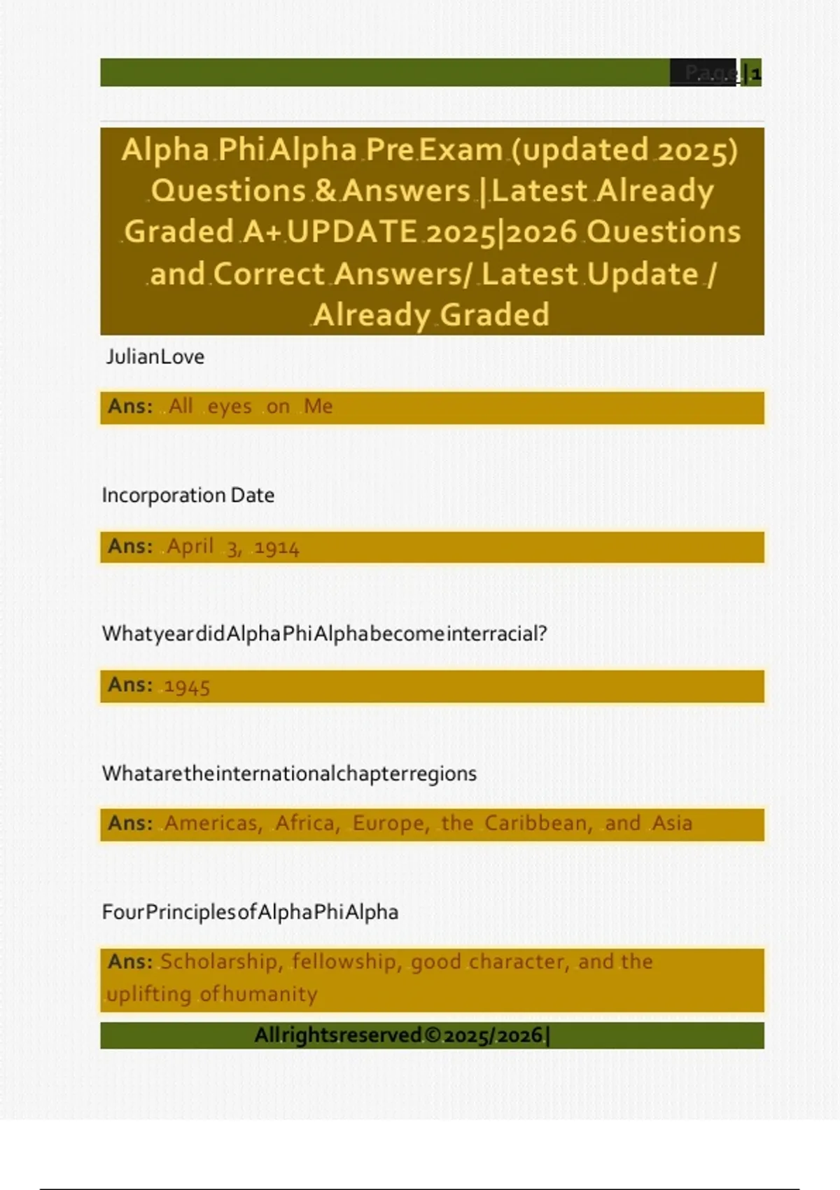 Alpha Phi Alpha – Questions and Answers – Latest 2025/2026 Edition – A+ ...