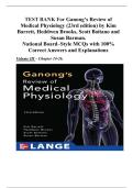 TEST BANK For Ganong&rsquo;s Review of  Medical Physiology &lpar;23rd edition&rpar; by Kim  Barrett&comma; Heddwen Brooks&comma; Scott Boitano and  Susan Barman&period;  National Board&ndash;Style MCQs with 100&percnt;  Correct Answers and Explanations Volume III &ndash; Chapter 14-26