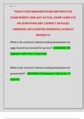 TEXAS FOOD MANAGER EXAM AND PRACTICE  EXAM NEWEST 2026-2027 ACTUAL EXAM COMPLETE  400 QUESTIONS AND CORRECT DETAILED  ANSWERS &lpar;100&percnt;VERIFIED ANSWERS&rpar; &vert;ALREADY  GRADED A&plus;