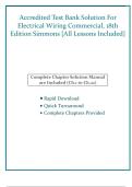 Accredited Test Bank Solutions &mdash; Electrical Wiring Commercial&comma; 18th Edition &mdash; Simmons &mdash; &lpar;All Chapters Covered 1&ndash;22&comma; Questions & Answers&rpar;