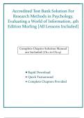 Accredited Test Bank Solutions &mdash; Research Methods in Psychology&colon; Evaluating a World of Information&comma; 4th Edition &mdash; Beth Morling &mdash; &lpar;All Chapters Covered 1&ndash;14&comma; Questions & Answers&rpar;