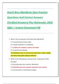 Dutch Bros Manifesto Quiz Practice  Questions And Correct Answers  &lpar;Verified Answers&rpar; Plus Rationales 2026  Q&A &vert; Instant Download Pdf 