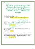 TEFL Universal Exam Newest With  Complete Questions And Correct  Detailed Answers &lpar;Verified Answers&rpar;  &vert;Already Graded A&plus;&vert;&vert;Brand New  Version&excl;&excl; 